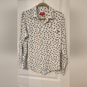 Supreme White Long Sleeve Shirt‎ with Black Floral Design